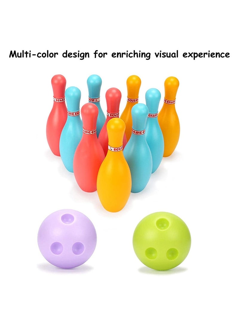 HEXABEX مجموعة بولينج للأطفال مكونة من 10 دبابيس بولينج و2 كرة، مجموعة ألعاب بولينج صلبة للأطفال من مادة البولي يوريثان، لوازم البولينج، لعبة بولينج رياضية تفاعلية بين الوالدين والطفل، رياضات داخلية 14.5 سم - Image 2