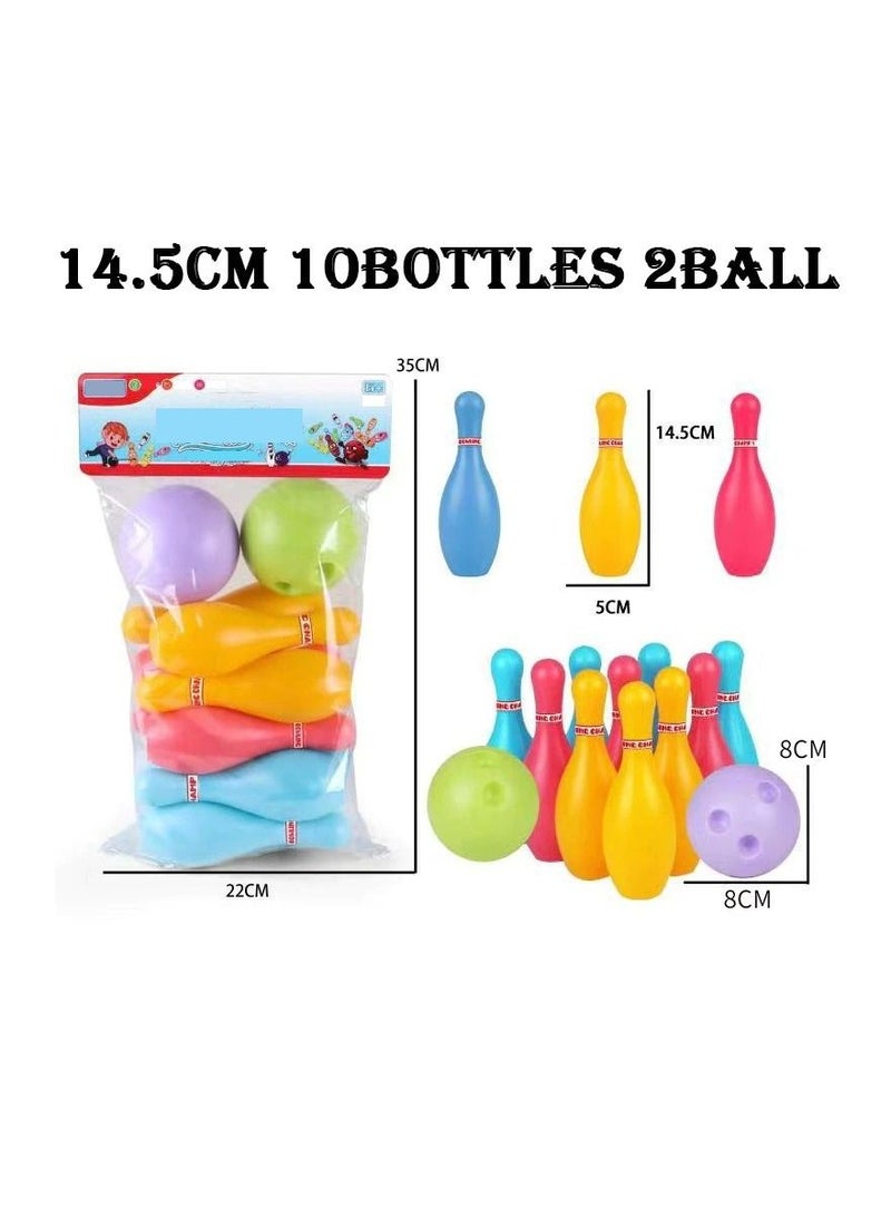 HEXABEX مجموعة بولينج للأطفال مكونة من 10 دبابيس بولينج و2 كرة، مجموعة ألعاب بولينج صلبة للأطفال من مادة البولي يوريثان، لوازم البولينج، لعبة بولينج رياضية تفاعلية بين الوالدين والطفل، رياضات داخلية 14.5 سم - Image 1