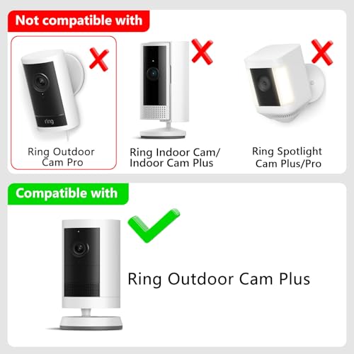 ALERTCAM No Drill Wall Mount for Ring Outdoor Cam Plus, Easy Installation with Strong Adhesive Tape or Screws, Indoor Camera Mount for Ring Camera, 2Pack, White - Image 2