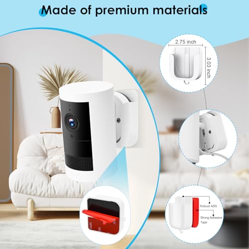 ALERTCAM No Drill Wall Mount for Ring Outdoor Cam Plus, Easy Installation with Strong Adhesive Tape or Screws, Indoor Camera Mount for Ring Camera, 2Pack, White - Image 4