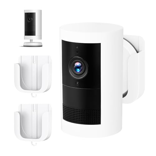 ALERTCAM No Drill Wall Mount for Ring Outdoor Cam Plus, Easy Installation with Strong Adhesive Tape or Screws, Indoor Camera Mount for Ring Camera, 2Pack, White - Image 1