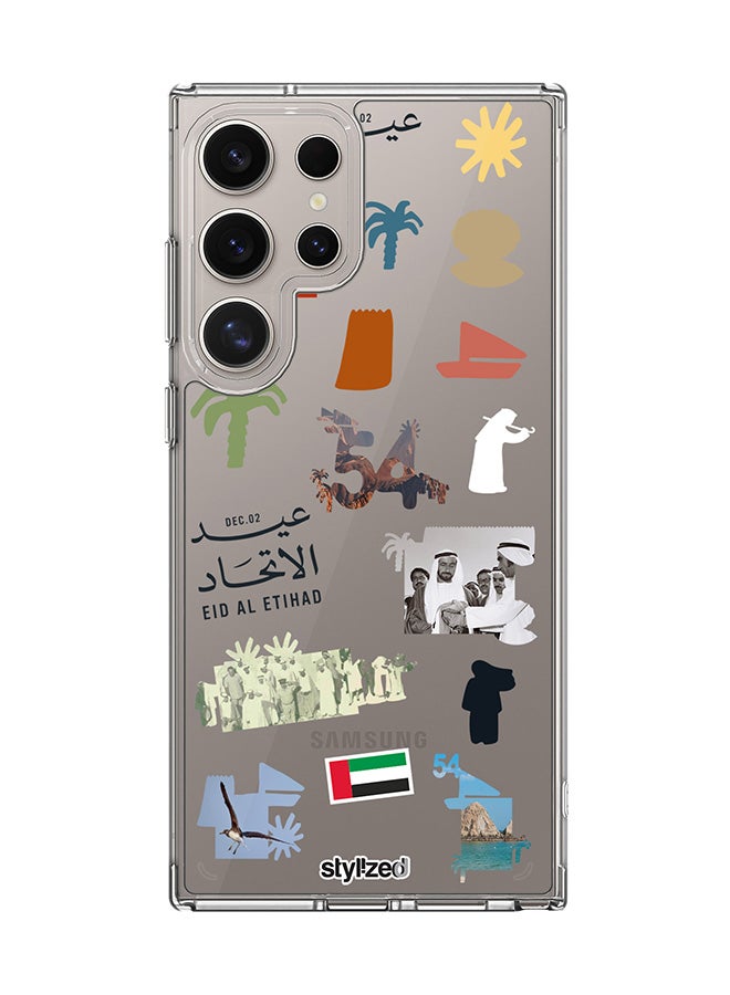 Stylizedd Classic Clear Compatible With Samsung Galaxy S24 Ultra, Hybrid Soft Case Flexible Edges Anti Drop TPU PC Gel Thin Transparent Cover- Eid Al Etihad 54th UAE National Day, Transparent - Image 1