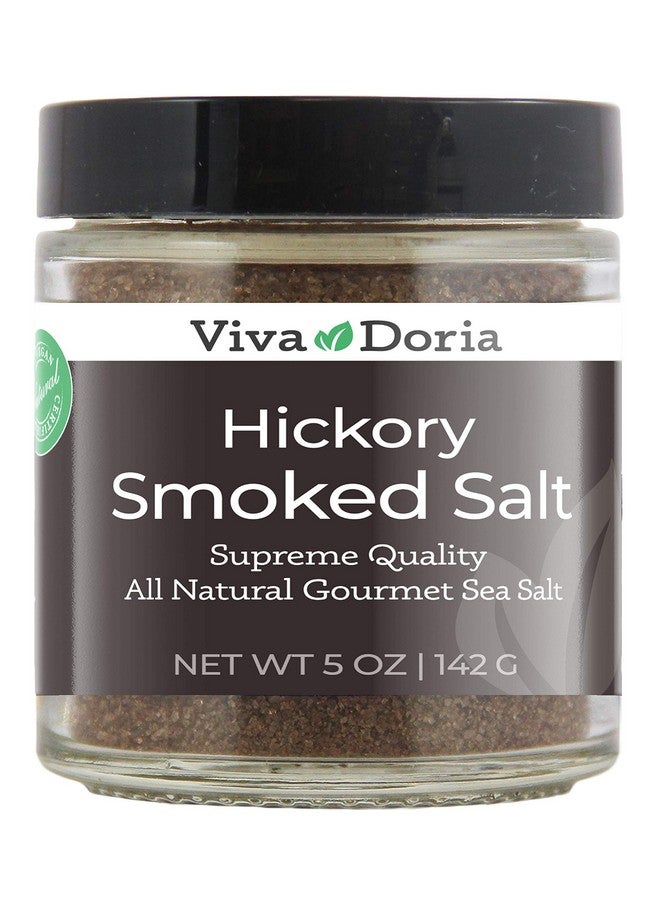 Viva Doria Hickory Smoked Sea Salt (Fine Grain) Hickorywood Salt (5 oz glass jar)