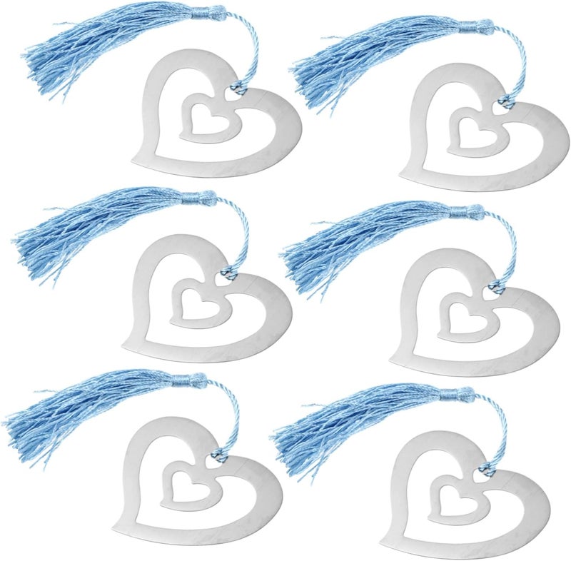 1 Piece Stainless Steel Heart Shaped Bookmarks With Tassels Decorative Page Markers For Readers - Image 1