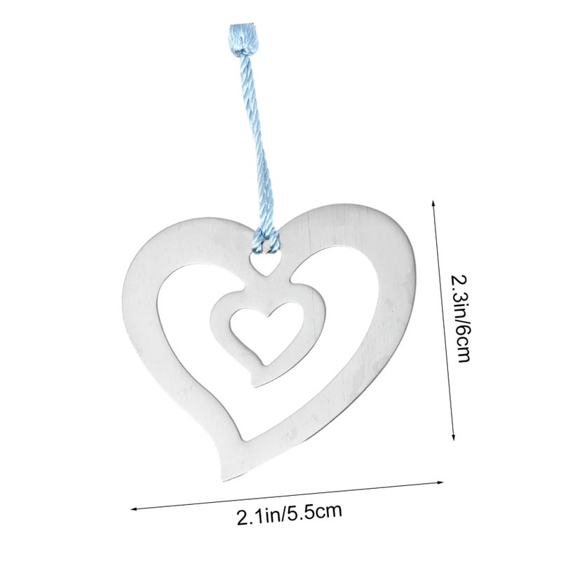 1 Piece Stainless Steel Heart Shaped Bookmarks With Tassels Decorative Page Markers For Readers - Image 3