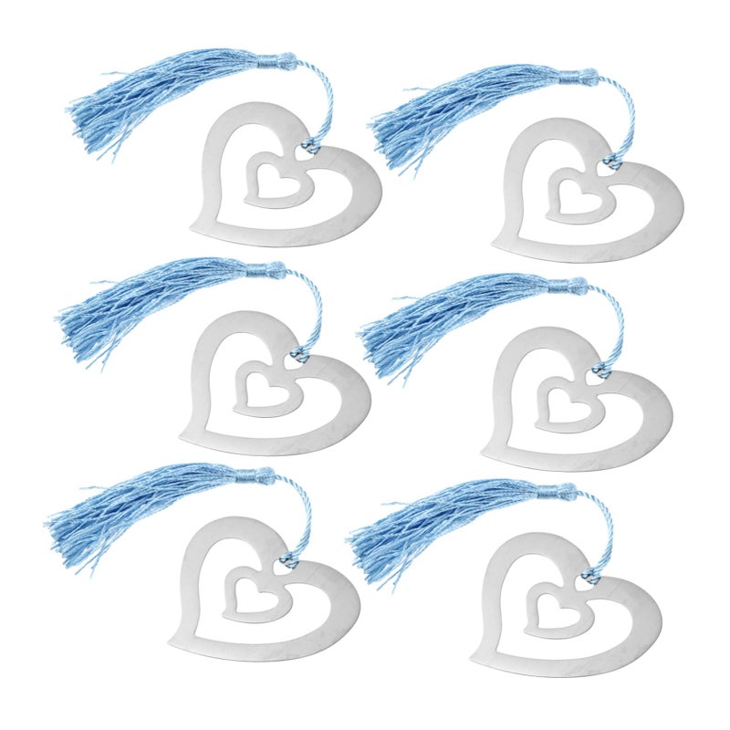 1 Piece Stainless Steel Heart Shaped Bookmarks With Tassels Decorative Page Markers For Readers - Image 2