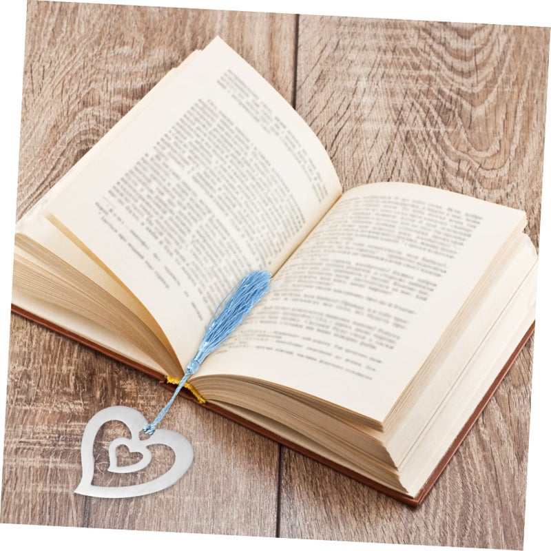 1 Piece Stainless Steel Heart Shaped Bookmarks With Tassels Decorative Page Markers For Readers - Image 5