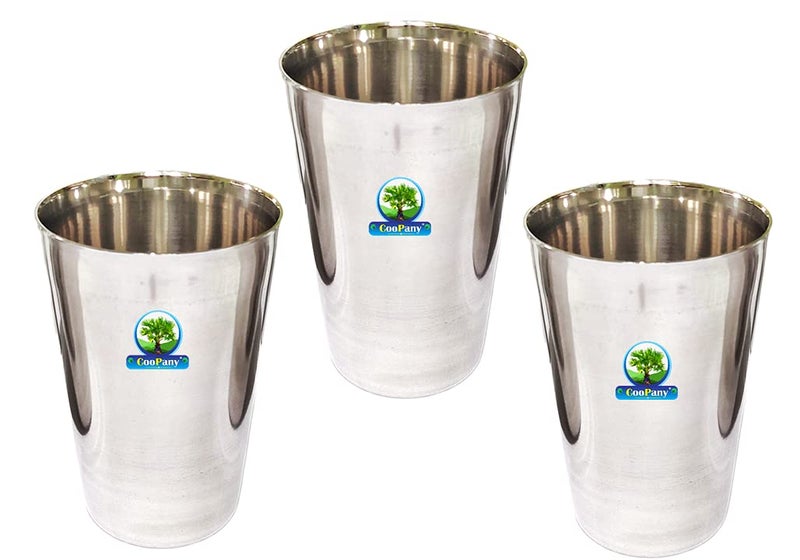 CooPany Stainless Steel WaterJuice Drinking Glass 3 Piecess 450 ml 045 Liter - Image 1