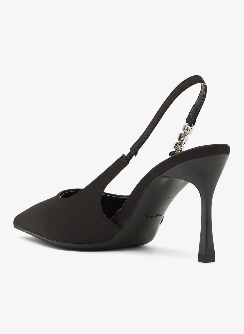 Ella Limited Edition Black Diamonte Embellished Sling Back High Heel Pumps for Women | Best Price UAE