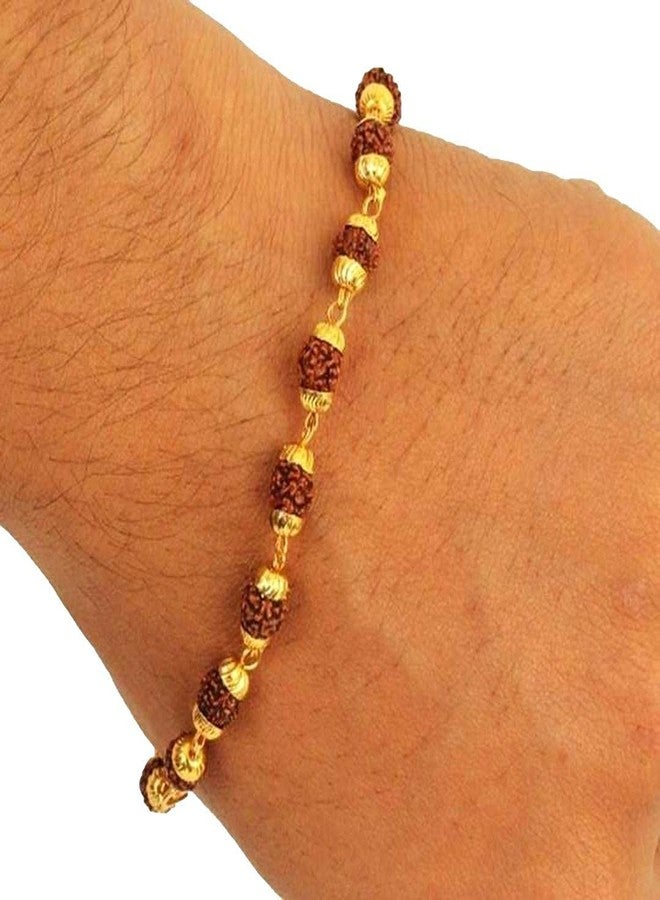athizay bhaiya bhabhi bhatija rakhi غلاف نحاسي خرز رودراكش Bhaiya rakhi + غلاف خرز موتي أبيض لومبا Bhabhi Raakhi + قرص نحاسي خيط أزرق للأطفال rakhee - Image 3
