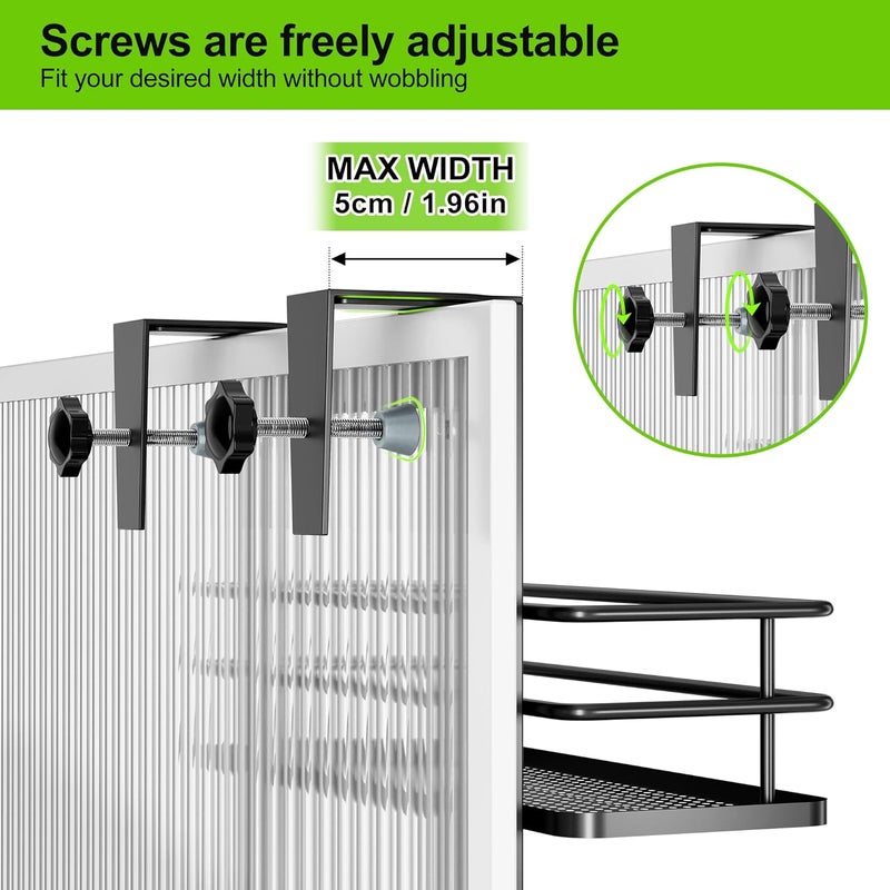 Orimade Adjustable Hanging Over the Shower Door Caddy with Hooks, Bathroom Organizer Shelf Storage Rack,No Drilling Rustproof Shower Basket for Inside Shower, Matt Black 3 Tier - Image 5
