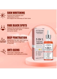 Jaysuing Facial Serum, Hydrating Collagen Facial Serum, 5 In 1 Moisturizing Whitening Serum, Facial Serum With Hyaluronic Acid And Niacinamide, Fast Absorbing Dark Spot Corrector Serum For Age Defying Beauty  - Image 5