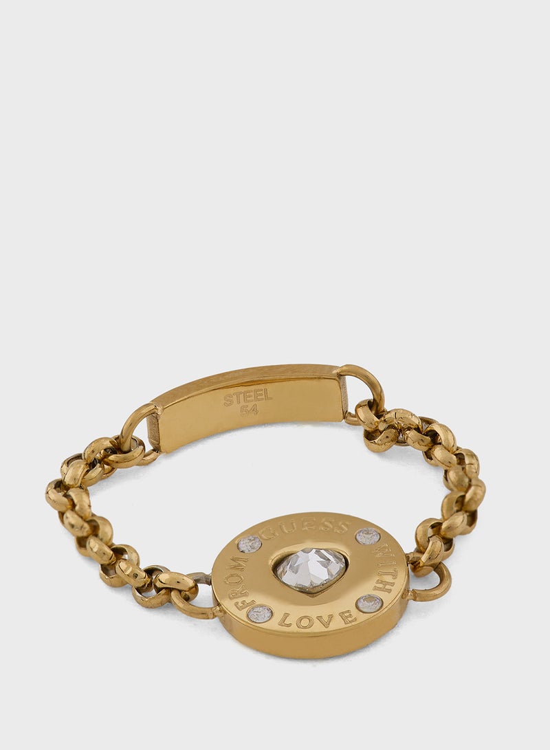 GUESS Crystal Detail  Detail Single Circle Ring - Image 1