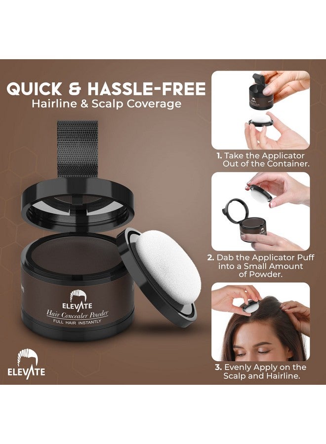ELEVATE Hair Line Powder Instantly Conceal Hair Loss for Thinning Areas - Shadow Makeup - Root Cover Touch Up with Puff Touch - Instant Gray Coverage for Men and Women (Dark Brown) - Image 4
