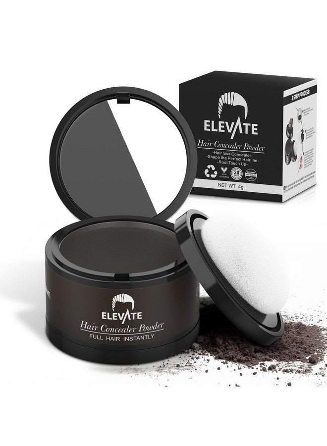 ELEVATE Hair Line Powder Instantly Conceal Hair Loss for Thinning Areas - Shadow Makeup - Root Cover Touch Up with Puff Touch - Instant Gray Coverage for Men and Women (Dark Brown) - Image 1