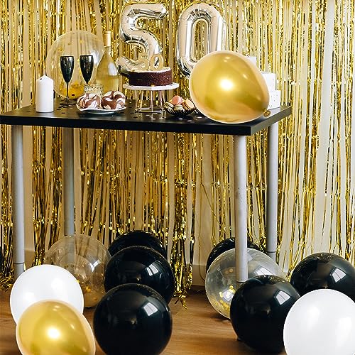 KUULBELA 68Pcs Black White Gold Balloons with 12 Inch Black Gold Confetti Balloons for Graduation Birthday Wedding Party Decorations - Image 5