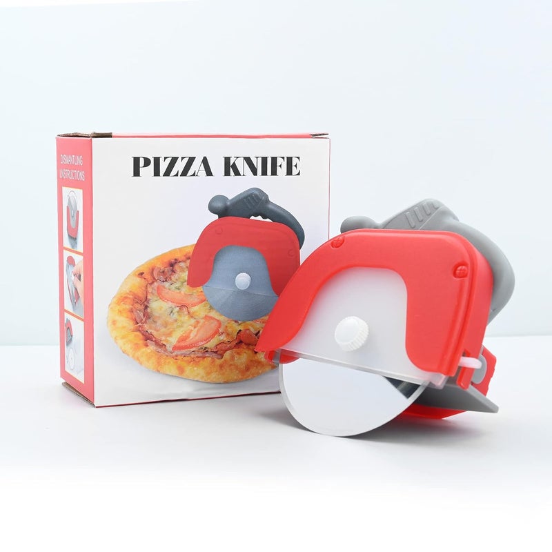 HARI Pizza Cutter Wheel Improved Super Sharp Easy to Use and Clean Slicer Ergonomic Rubberized Grip Heavy dutty Stainless Steel Dishwater Safe Red - Image 1