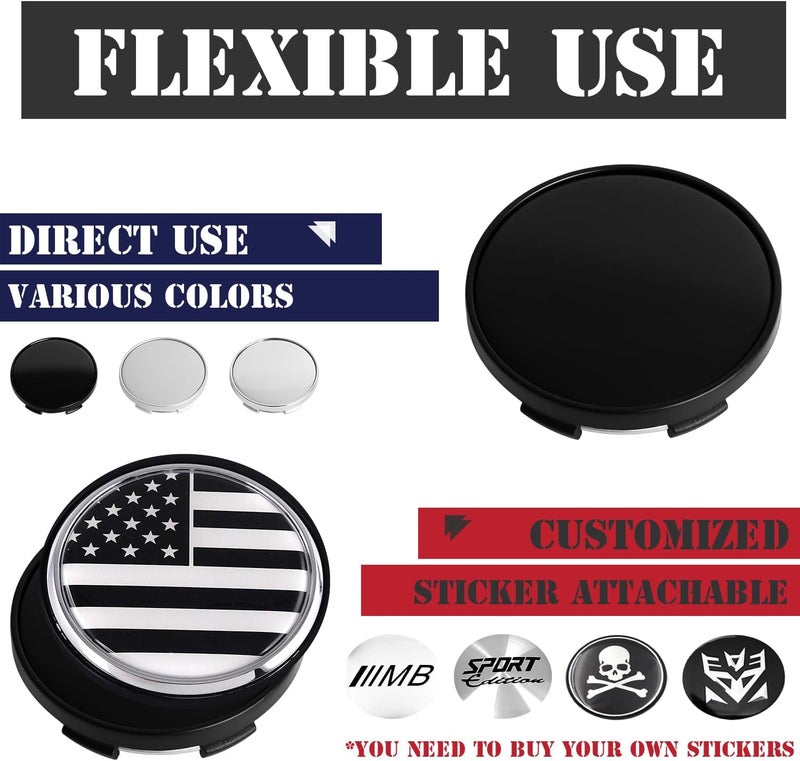 KitsPro 2.2Inch 56MM Wheel Center Caps, Pack of 4 (Matte Black, Outer 56MM, Inner 53MM) - Image 5