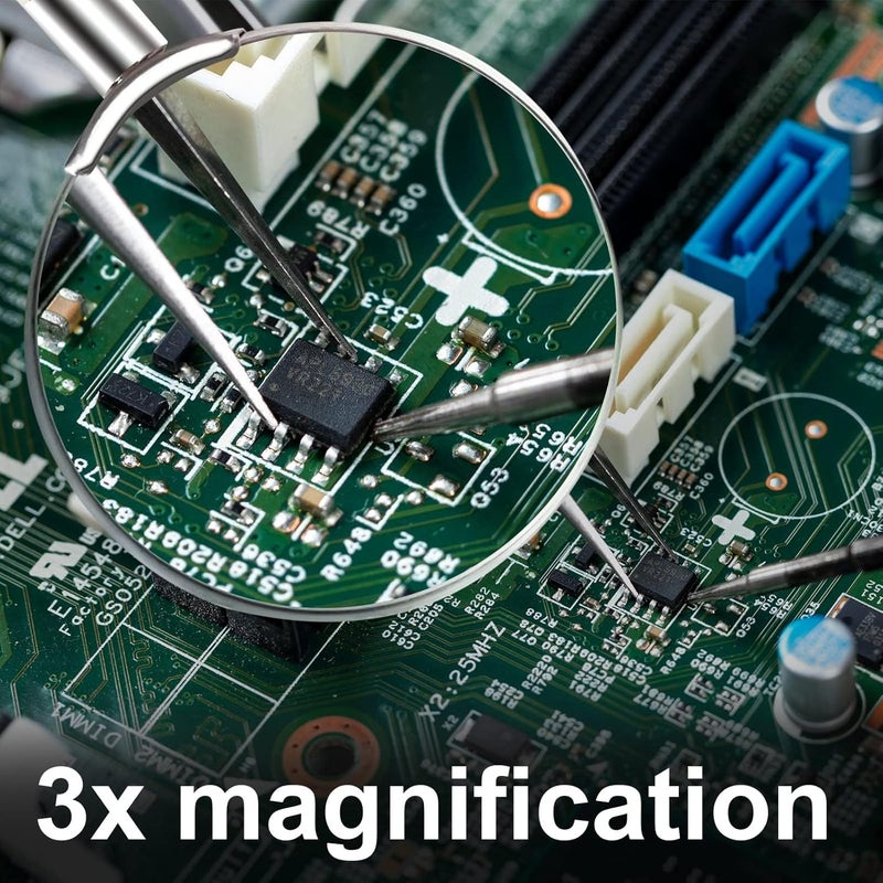 Excefore Soldering Station Helping Hands With Magnifying Glass - Third Hand Solder Tool Pcb Holder - Heavy Duty Base Plate, Four Flexible Arms For Soldering And Electronic Repair - Image 2