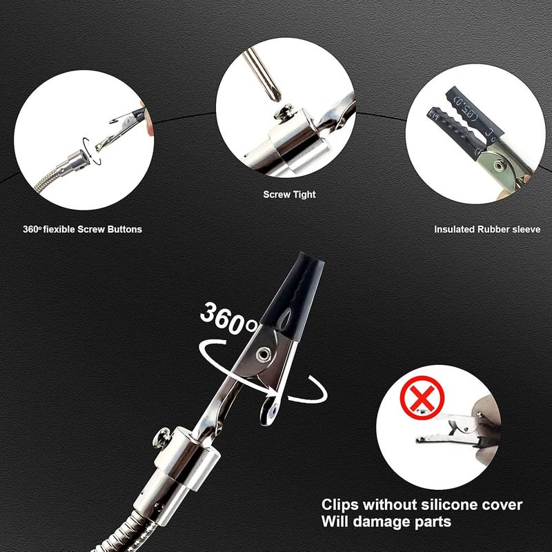 Excefore Soldering Station Helping Hands With Magnifying Glass - Third Hand Solder Tool Pcb Holder - Heavy Duty Base Plate, Four Flexible Arms For Soldering And Electronic Repair - Image 3