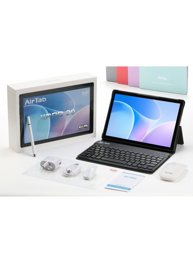 إيرتاب جهاز XPAD 20 اللوحي الذكي بشاشة 10.1 بوصة عالية الوضوح بالكامل وبطارية كبيرة بسعة 10000 مللي أمبير ولوحة مفاتيح، باللون الأسود - Image 1