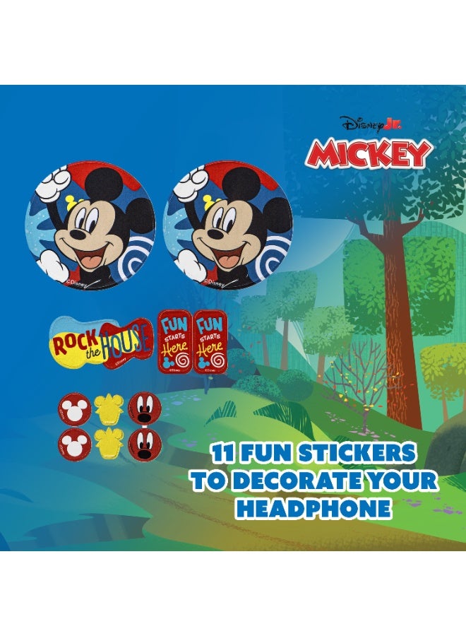 Volkano Disney Mickey Mouse Wired Over-Ear Headphones with Removable Microphone and 5 Stickers – Adjustable Ergonomic Headband, Safe Listening at 85dB, 3.5 mm Aux Audio Jack - Image 5