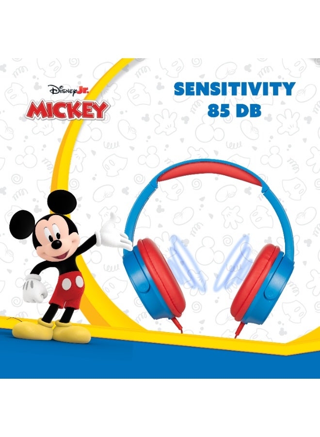 Volkano Disney Mickey Mouse Wired Over-Ear Headphones with Removable Microphone and 5 Stickers – Adjustable Ergonomic Headband, Safe Listening at 85dB, 3.5 mm Aux Audio Jack - Image 4