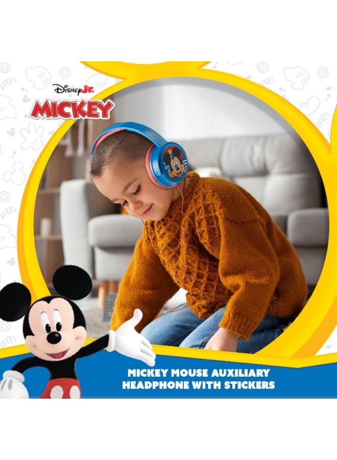 Volkano Disney Mickey Mouse Wired Over-Ear Headphones with Removable Microphone and 5 Stickers – Adjustable Ergonomic Headband, Safe Listening at 85dB, 3.5 mm Aux Audio Jack - Image 3
