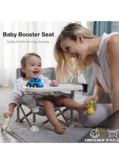 GGEROU Baby Travel Booster Seat, Compact Toddler Feeding Chair with Removable Dining Tray, Portable Baby Seat Travel, Toddler Foldable Camping Chair Grey  - Image 3