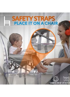 GGEROU Baby Travel Booster Seat, Compact Toddler Feeding Chair with Removable Dining Tray, Portable Baby Seat Travel, Toddler Foldable Camping Chair Grey  - Image 2