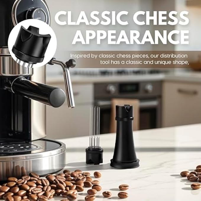 NALACAL أداة توزيع الإسبريسو أداة توزيع الإسبريسو أدوات تحريك الإسبريسو موزع القهوة مع 10 إبر إضافية قابلة للاستبدال 0.4 مم لباريستا أسود غير لامع - Image 2
