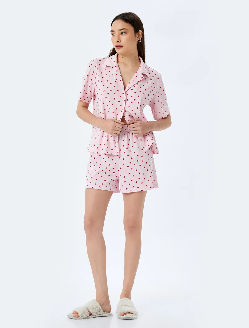 KOTON Heart-Patterned Pajama Set