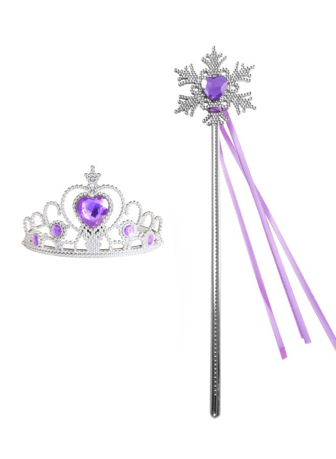 Princess Dress-Up Set with Crown and Magic Wand, Children's Heart Diamond Accessories in Purple, Party Role-Play Gift Set 