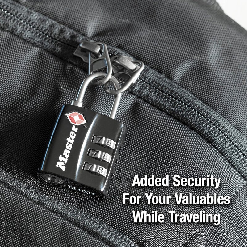Master Lock Black TSA-Approved Luggage Lock with Durable Steel Shackle and Wide Lock Body - Image 2