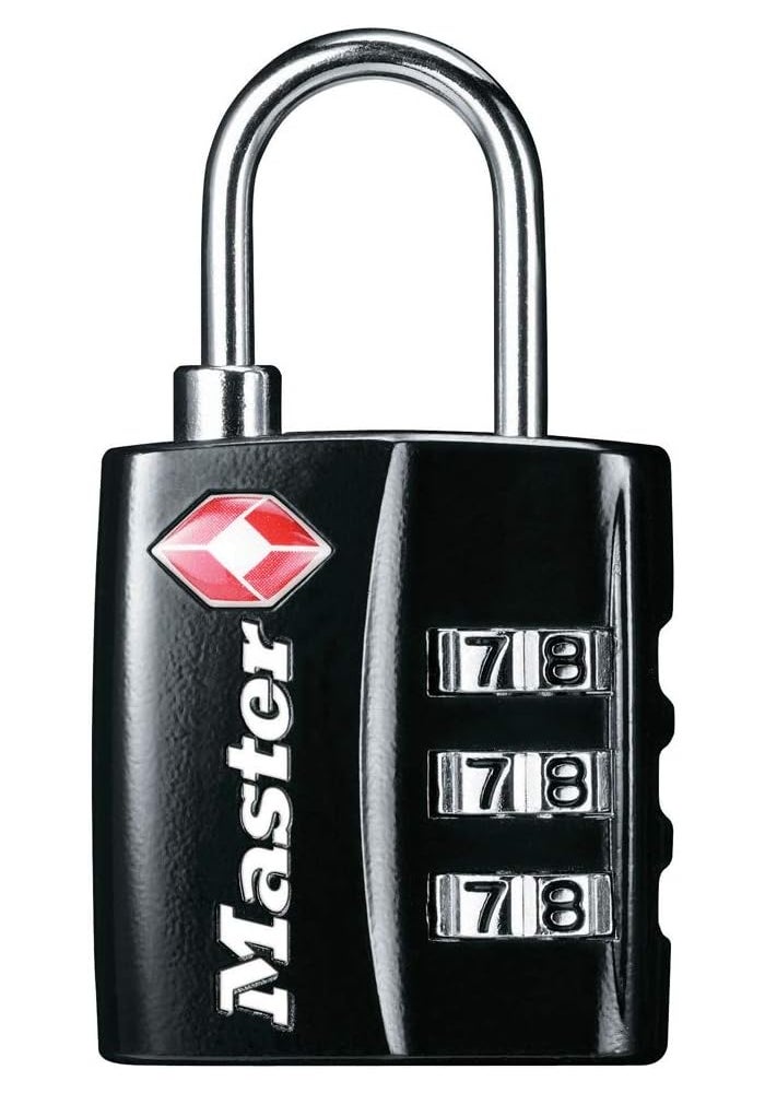 Master Lock Black TSA-Approved Luggage Lock with Durable Steel Shackle and Wide Lock Body - Image 1