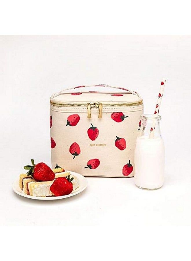 Kate Spade New York kate spade new york Insulated Lunch Tote, Small Lunch Cooler, Cute Lunch Bag for Women, Thermal Bag with Double Zipper Close and Carrying Handle, Strawberries  - Image 3