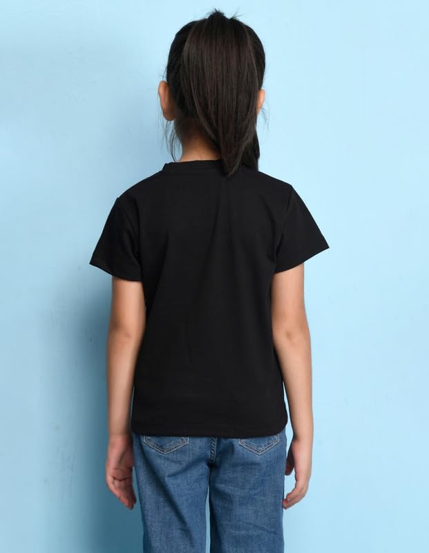 Nusyl Girls Black Pretty Girl Printed Half Sleeves T-Shirt-NUGCTSH0334.2_4-6Y - Image 2