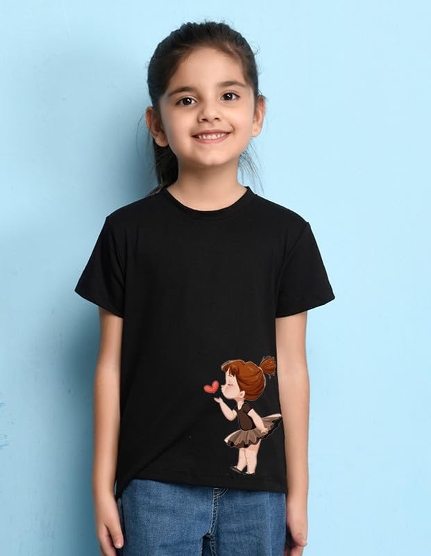 Nusyl Girls Black Pretty Girl Printed Half Sleeves T-Shirt-NUGCTSH0334.2_4-6Y - Image 5