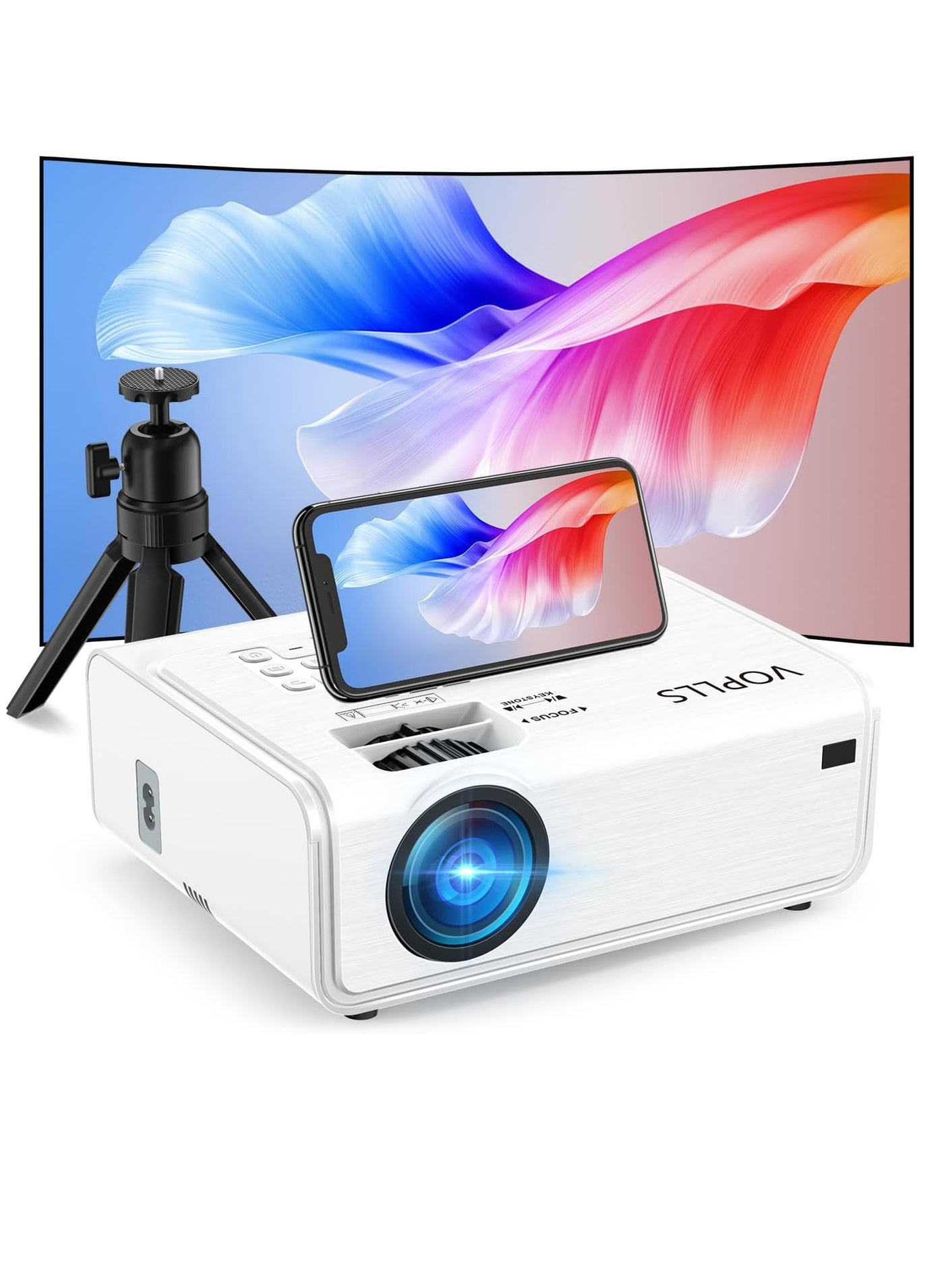 Projector with WiFi and Bluetooth, 2023 Upgraded 5G Native 1080P Projector, 380ANSI Outdoor Projector 4K Support, ±50°/4P/4D Keystone, 50% Zoom, Compatible with TV Box/USB/PC/iOS/Android Phone | M03H | LSQK