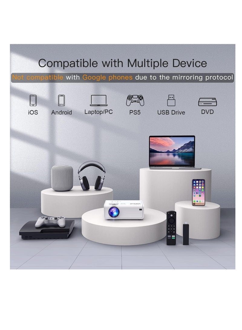 VOPLLS Projector with WiFi and Bluetooth, 2023 Upgraded 5G Native 1080P Projector, 380ANSI Outdoor Projector 4K Support, ±50°/4P/4D Keystone, 50% Zoom, Compatible with TV Box/USB/PC/iOS/Android Phone | ‎M03H | LSQK - Image 4