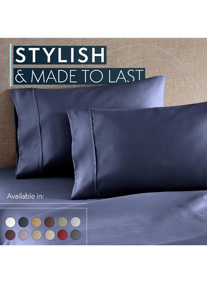 HC Collection King Pillow Cases Set of 2- Microfiber, Extra Soft Pillowcases - Easy Care & Machine Washable - Navy - Image 3