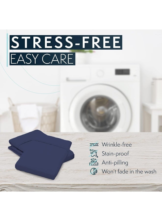 HC Collection King Pillow Cases Set of 2- Microfiber, Extra Soft Pillowcases - Easy Care & Machine Washable - Navy - Image 2