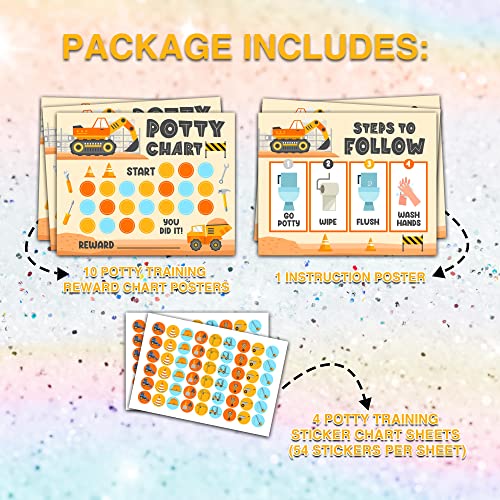Foosproea Construction Potty Training Reward Chart with Stickers, Dump Truck Themed Behavior Chart for Kids, Toilet Training Chart for Boys Girls (08) - Image 2