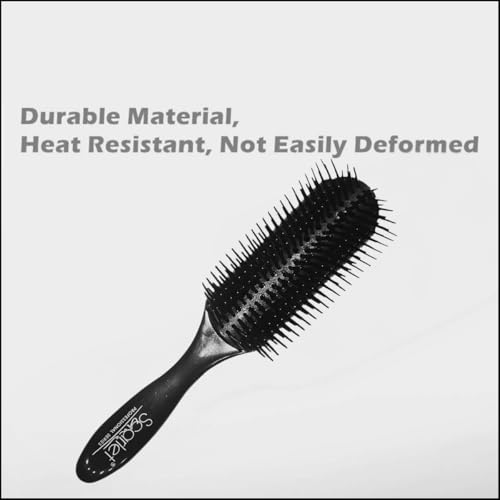 Scarlet Line Professional 9 Rows Curved Shape Ball Tip Bristles Vented Flat Hair Styling Brush with Plastic Handle Ideal for Men and Women, Black - Image 5