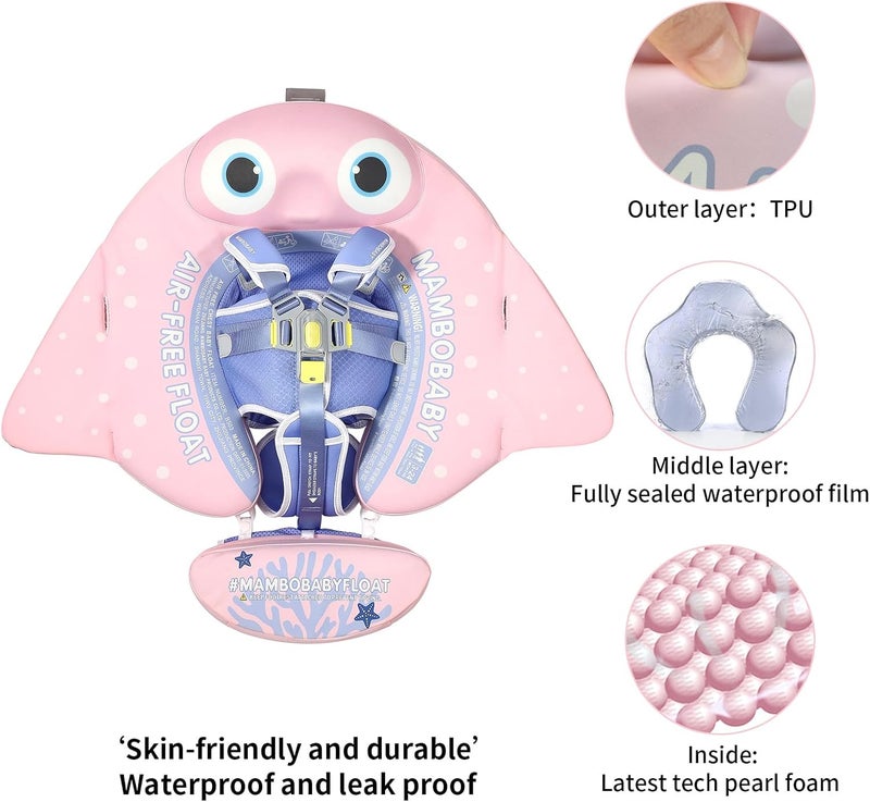V Convey Mambobaby Float with Canopy and Tail New Upgraded Non-Inflatable Baby Pool Float Mambo Float Swim Trainer Solid Infant Swim Float Adjustable Pearl Foam Baby Swim Ring - Image 2