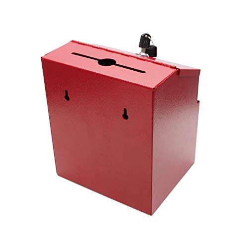 FixtureDisplays® Red Suggestion Metal Donation Key Drop Box Express Checkout Comments sales lead box 11118-RED-FBA - Image 5