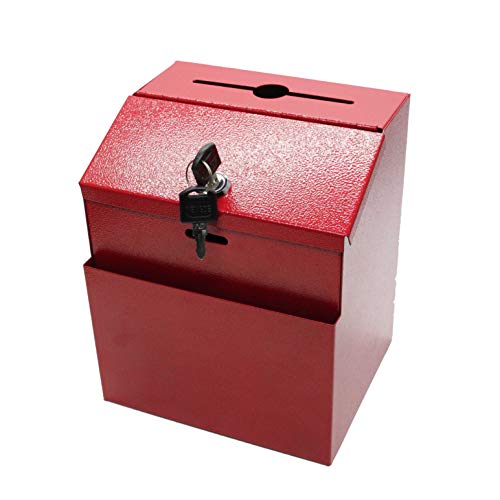 FixtureDisplays® Red Suggestion Metal Donation Key Drop Box Express Checkout Comments sales lead box 11118-RED-FBA - Image 1