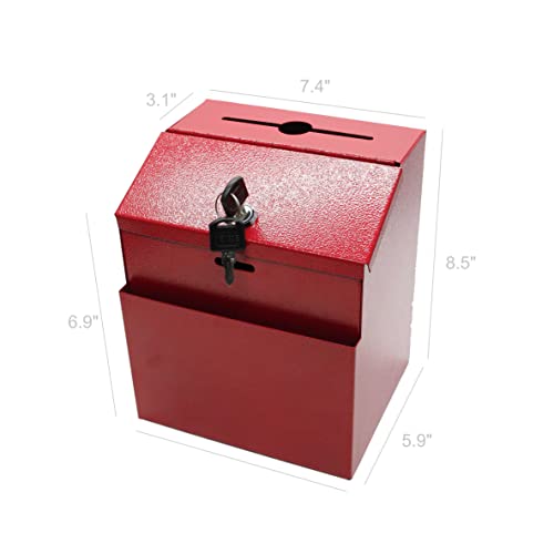FixtureDisplays® Red Suggestion Metal Donation Key Drop Box Express Checkout Comments sales lead box 11118-RED-FBA - Image 4