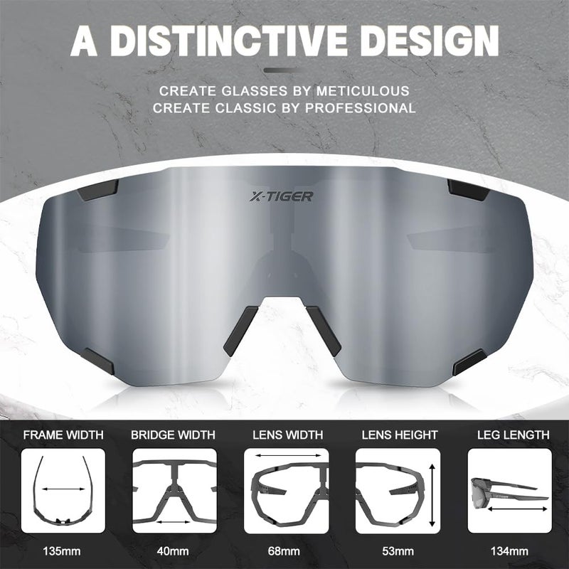 Xtiger X-TIGER Polarized Cycling Glasses Men Women 5 Interchangeable Lenes UV400 Sports Sunglasses Baseball Running Fishingâ€¦ - Image 2