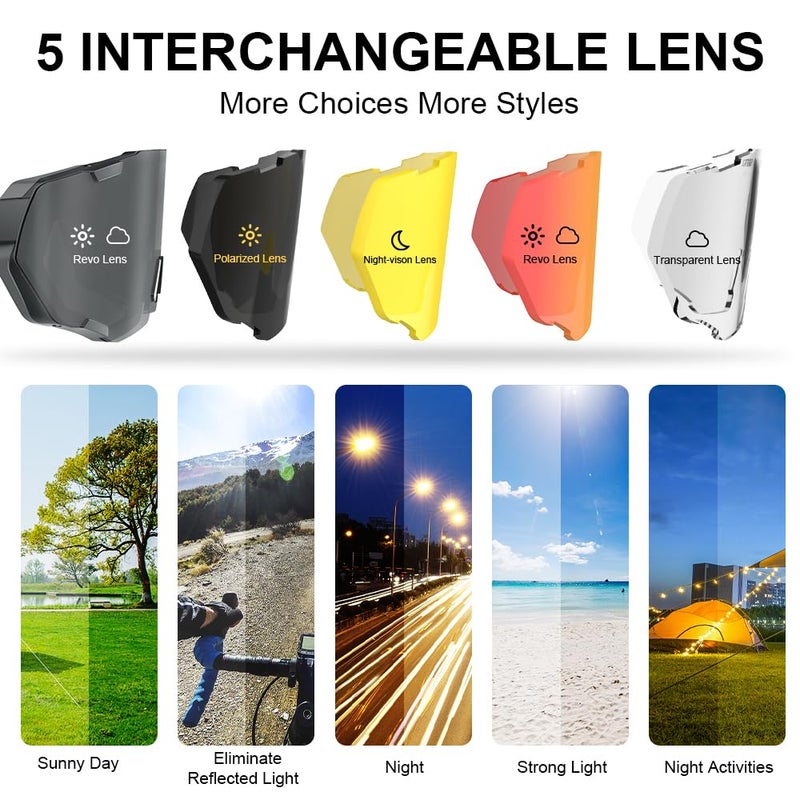 Xtiger X-TIGER Polarized Cycling Glasses Men Women 5 Interchangeable Lenes UV400 Sports Sunglasses Baseball Running Fishingâ€¦ - Image 4